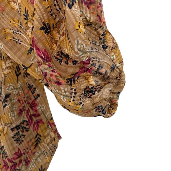 LOFT Petite Floral Boho Tie Neck Blouse MP - Picture 6 of 12